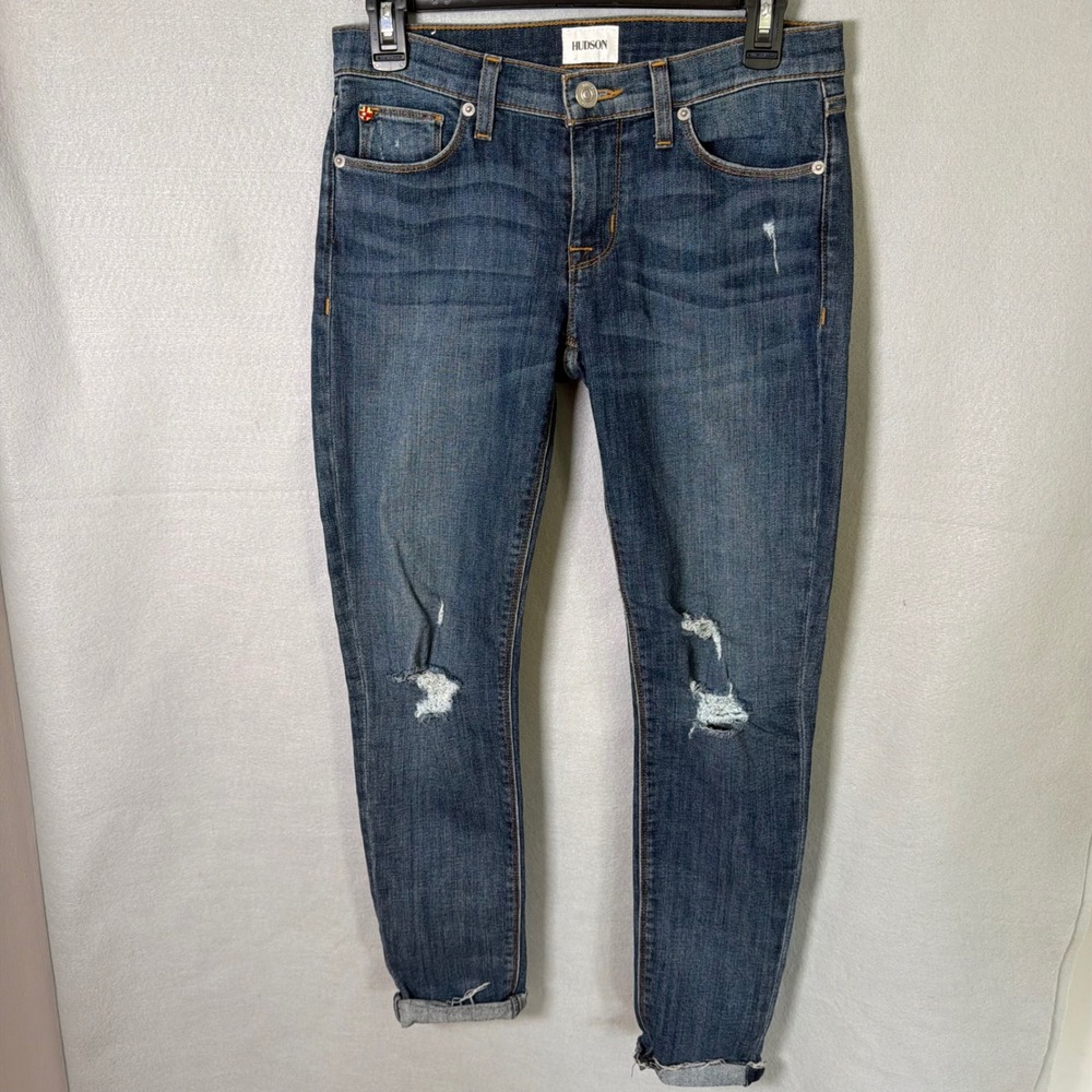 Hudson Jeans Women 26 Blue Ankle Krista Super Skinny Distressed Denim Pants